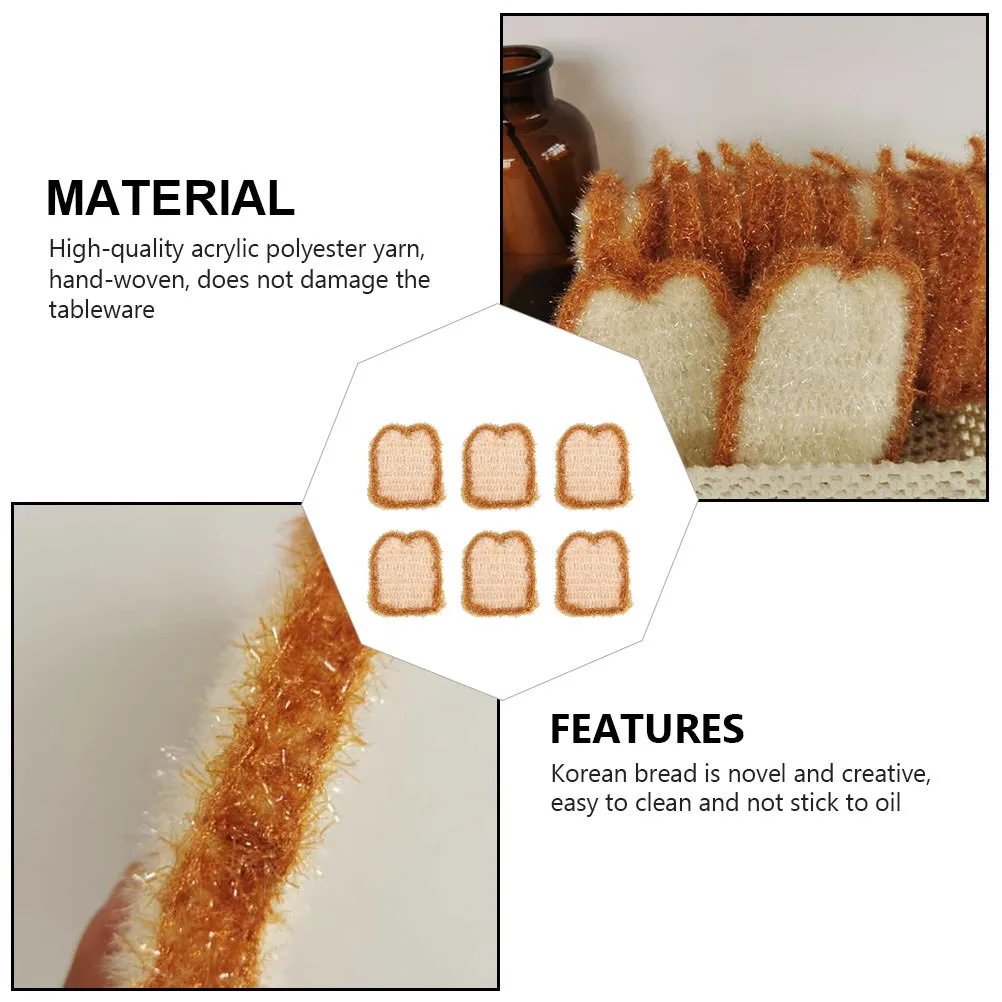 

6pcs Polyester Dishcloth Bowl Scrubber Cleaning Cloth Kitchen Supplies Non-Scratch Washing Towel Pot Cleaner Multi-Functional