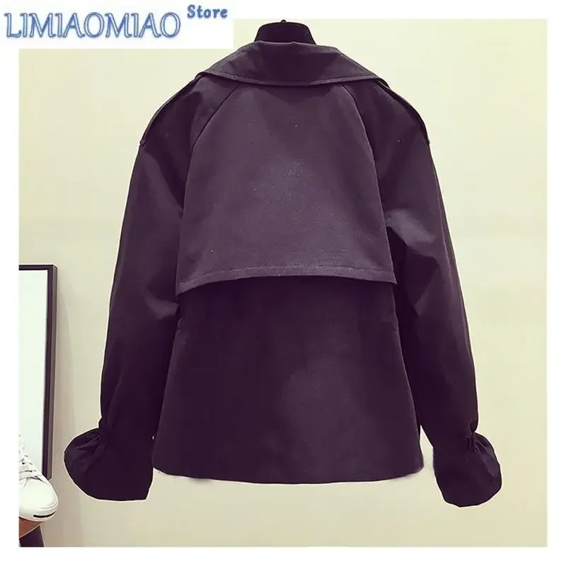 New Women's Short Windbreaker With Lining Coat Spring Snd Autumn Outerwear Korean Loose Student Trench Coat Female Fashion