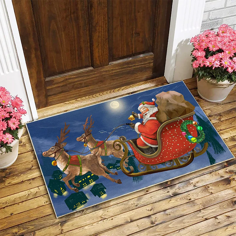 Merry Christmas Doormat Decorative Winter Xmas Holiday Front Entrance Door Mat Bathroom Non-slip Foot Pad Navidad Decorations