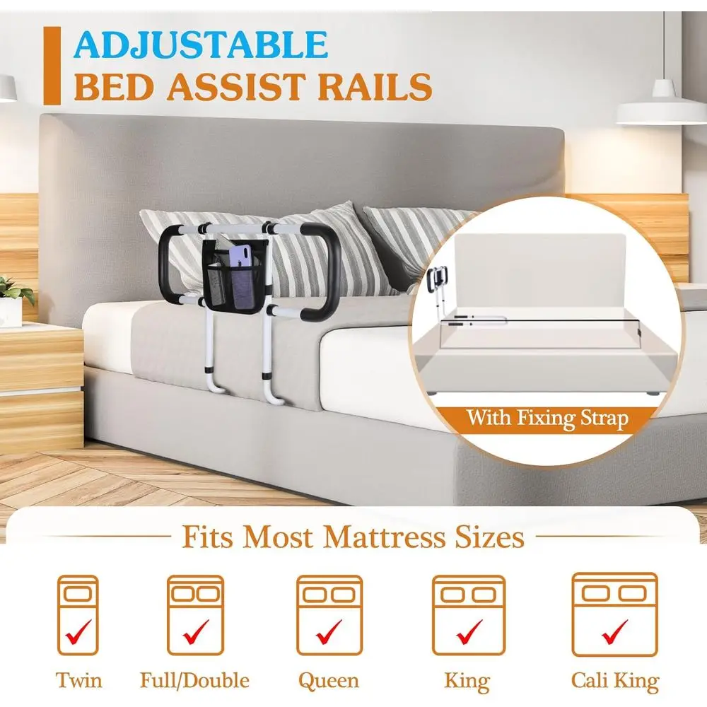 Bed Rails or Elderly Adults Saety - Extended Bed Assist Rail or Seni- ASApproved Adjustable Bed Side Rails Handle Support Bar wi