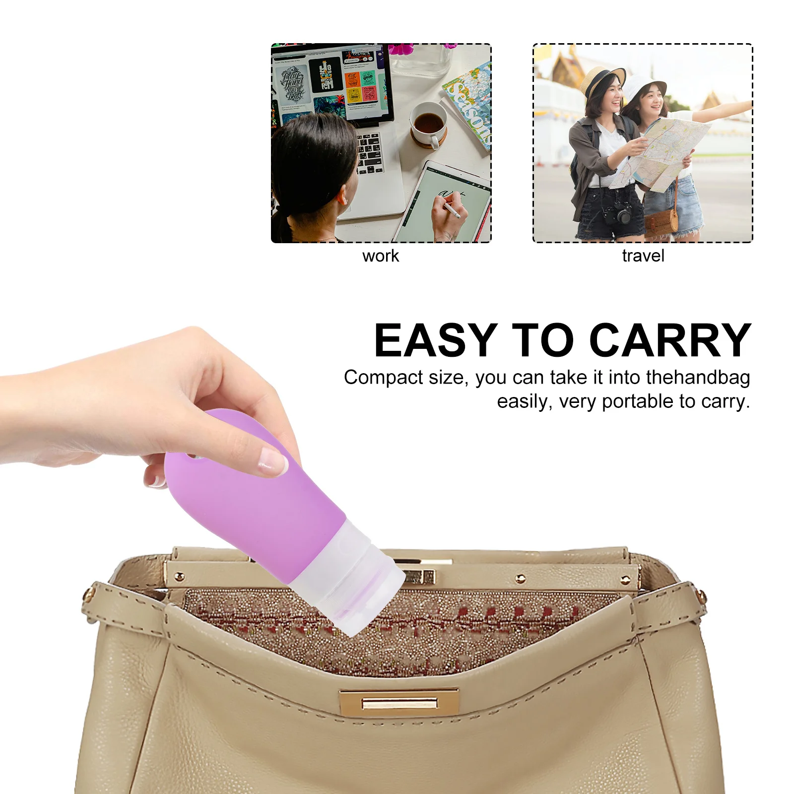 4Pcs Silicone Travel Bottle Set Empty Containers for Shampoo Lotion Liquid Soap Portable Dispense Bottles for Camping