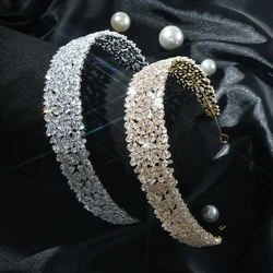 Luxury Bridal Headband For Wedding Cubic Zirconia CZ Bride Headpieces Tiaras Crowns For Women Diadem Prom Hair Jewelry Headdress