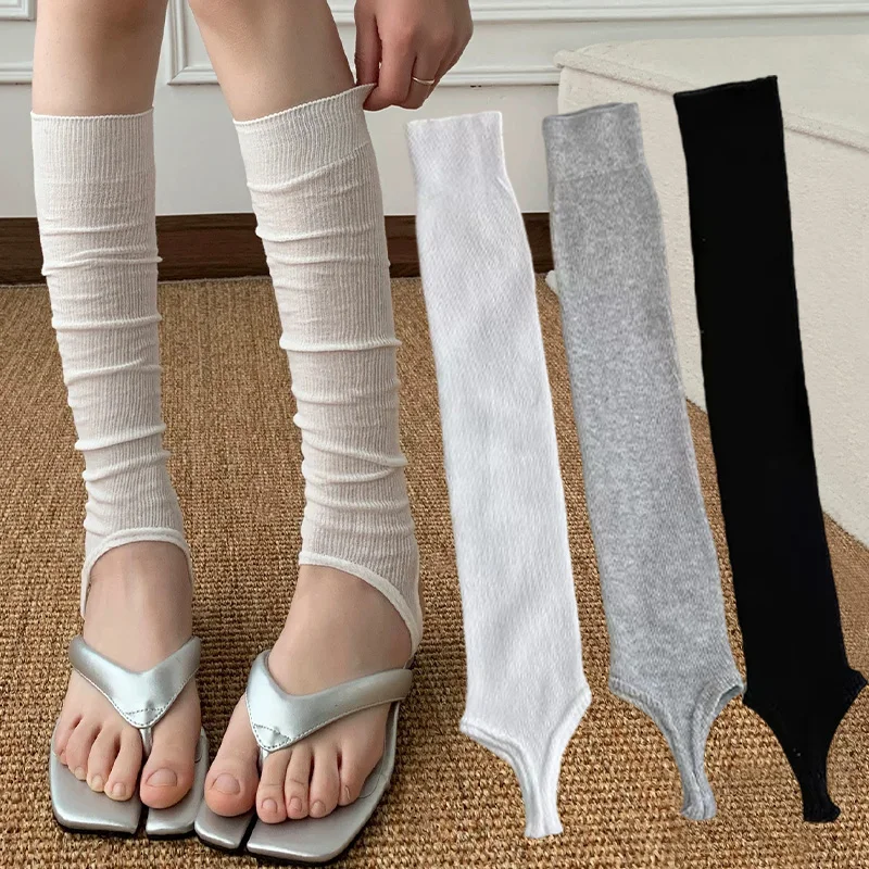 3pairs New Summer Simple Ballet Style Sock Harajuku Solid Color Mid-calf Calf Socks Sun Protection Stepping on Feet JK Stockings