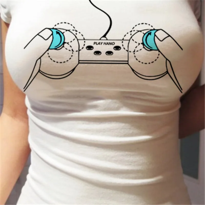 مرساة الملابس الحلو تي شيرت ثلاثية الأبعاد قمة ضيقة عيون كبيرة قصيرة الأكمام ملابس حية تظهر الصدر ، كبير الدهون 2025 جديد