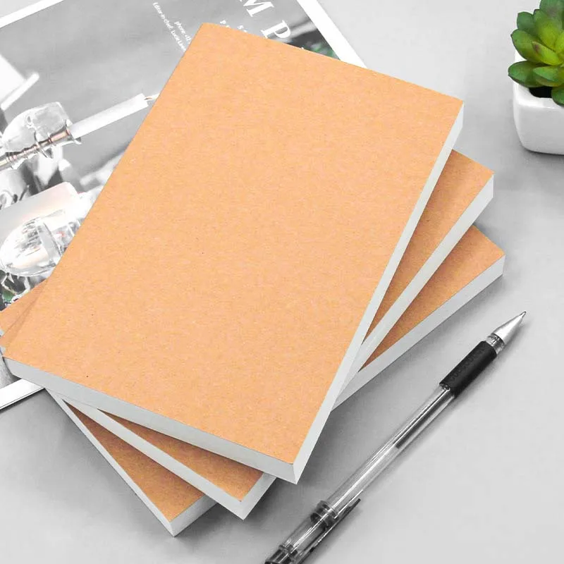 Thickened kraft Simple Noteboox Horizontal Line/Blank Notebook Office School Student Gift 256 Pages/book