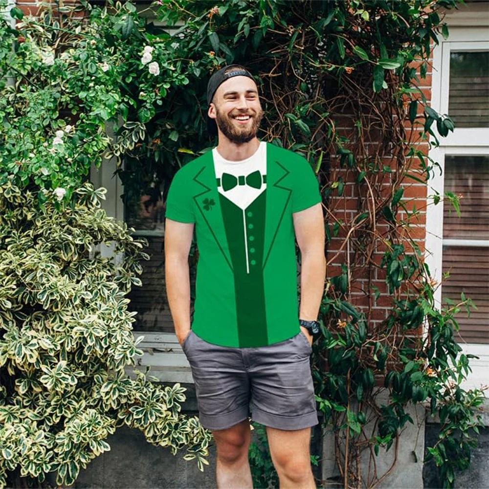 تي شيرت KYKU St Patricks Day للرجال زي Leprechaun زي سهرة أخضر تي شيرت ملابس شامروك الأيرلندية #5