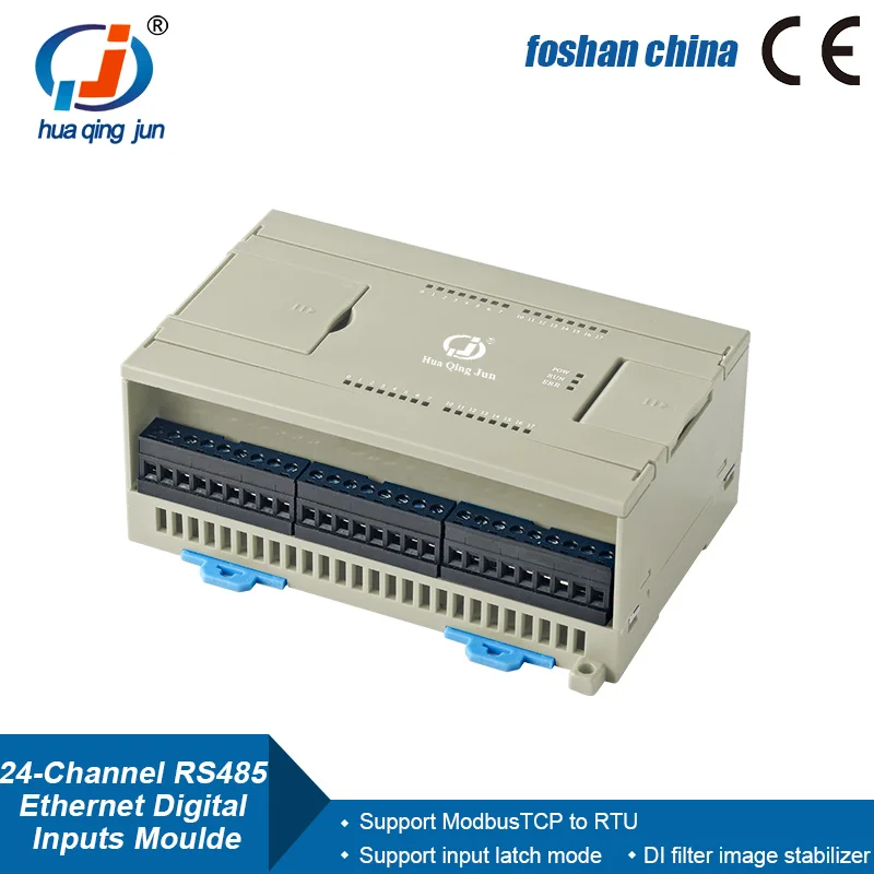 Huaqingjun 24-Channel RS485 LAN Switch Inputs Module Ethernet Industrial Anti-interference Optical Coupler Input Isolation Board