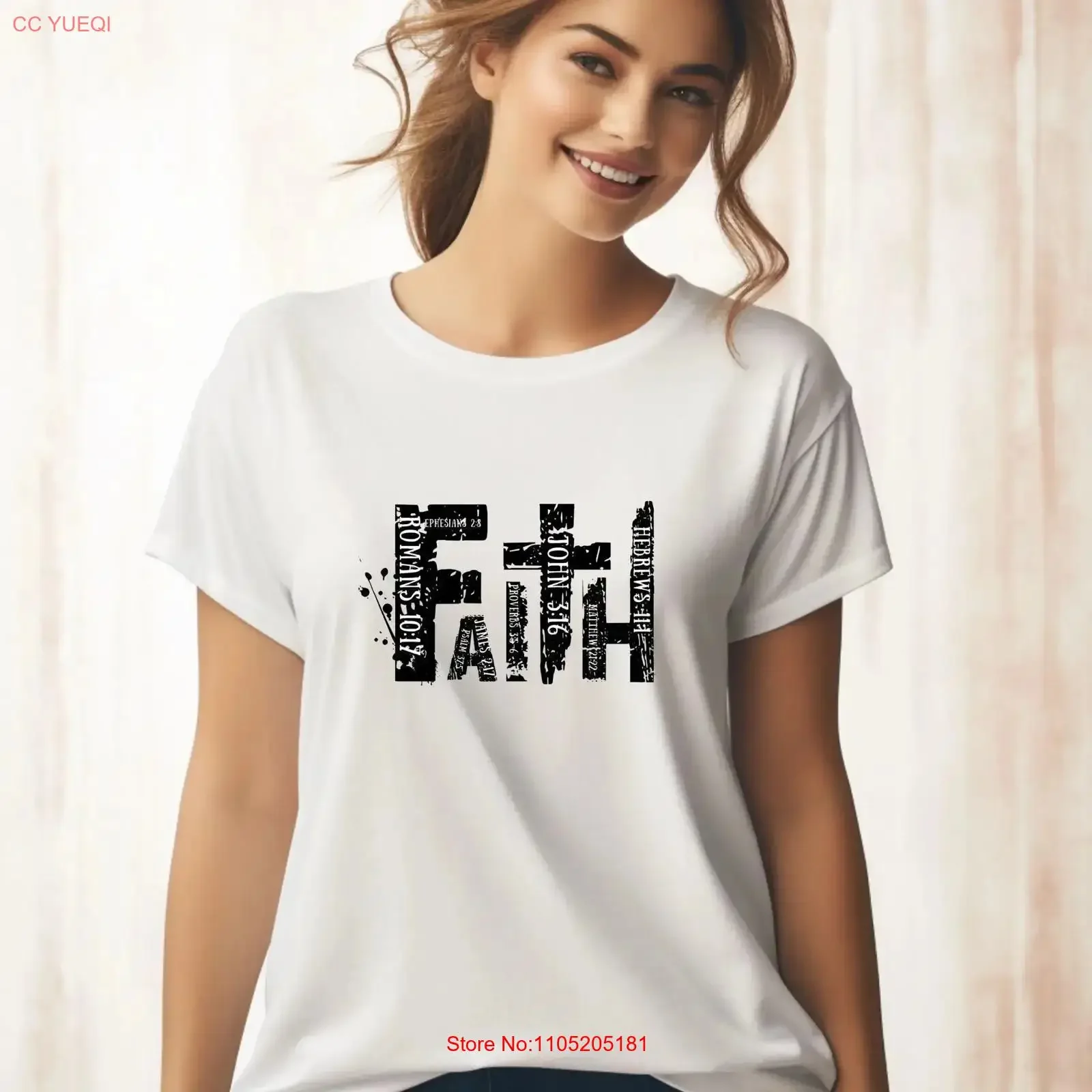 الإيمان المسيحي تي شيرت الرجعية الكتاب المقدس الآية الزي الديني محايد الجنس الكبار خمر غسلها عادية متعددة الاستخدامات الرسم #1