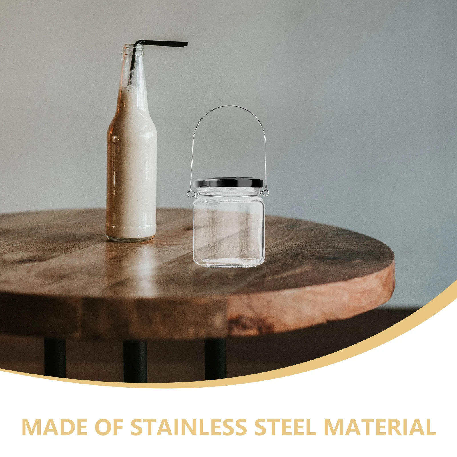 

8Pcs Black Wire Handles Hanging Jar Hooks Stainless Steel for Mason Canning Jars Home Yard Wedding Decor Jar Hooks