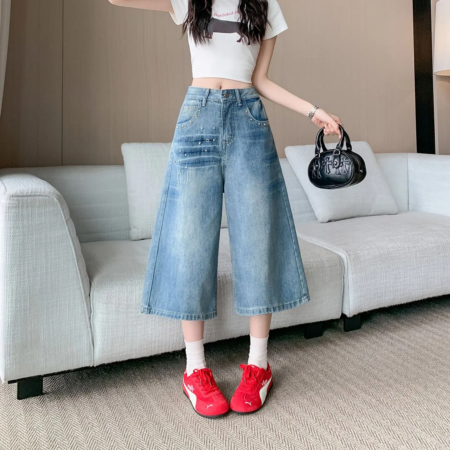 Korean Casual Women Loose Fit Retro Vintage High Quality Summer Short Pants Y2K Streetwear Casual