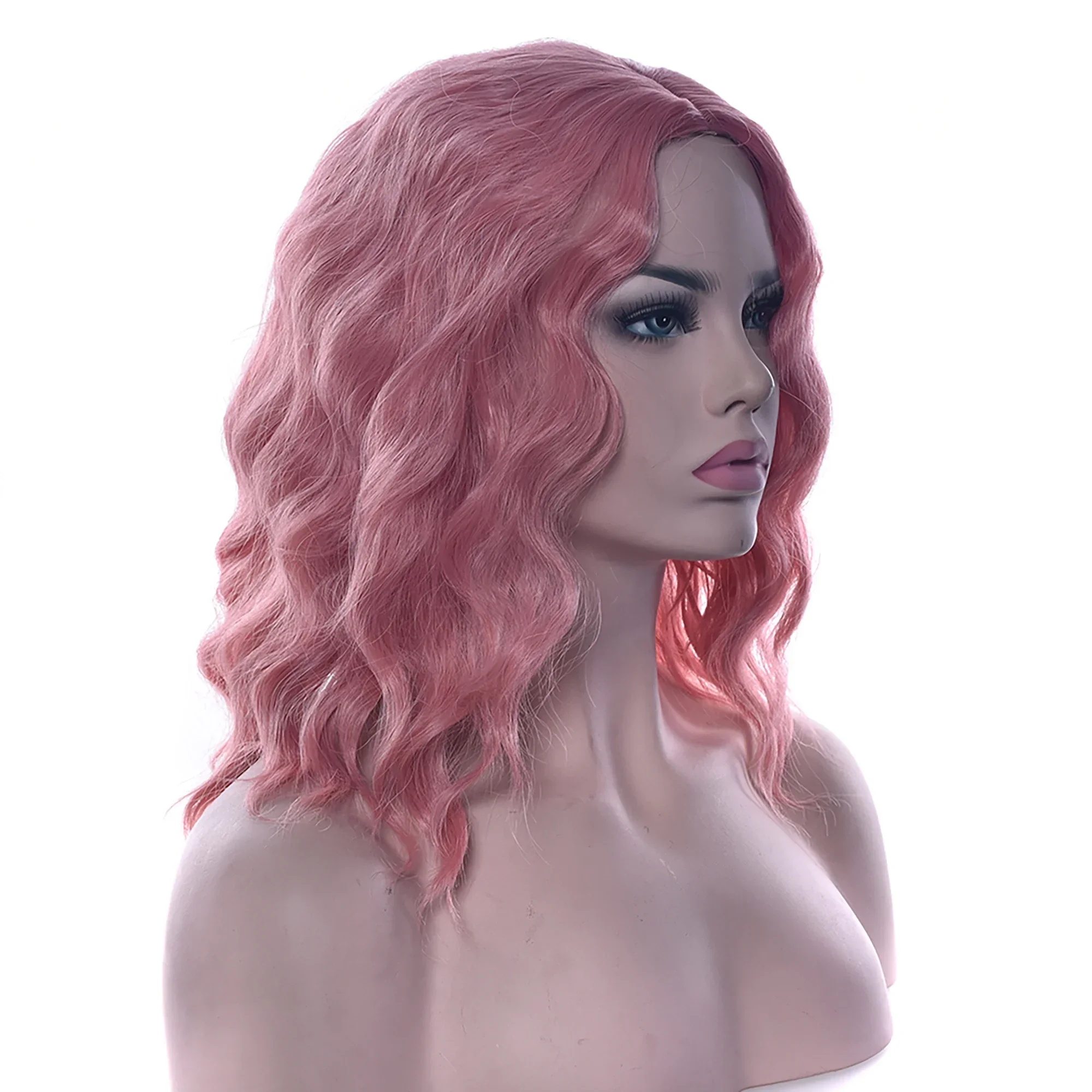 

Pink Synthetic Hair Cosplay Wig Afro Kinky Curly Short Hairpiece Party Hair Wigs for Women