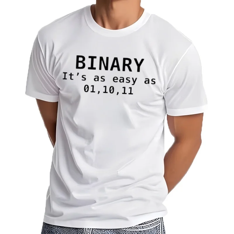 Binary It's As Easy As 01,10,11, camisetas con estampado divertido para hombre, camiseta transpirable, ropa de calle d