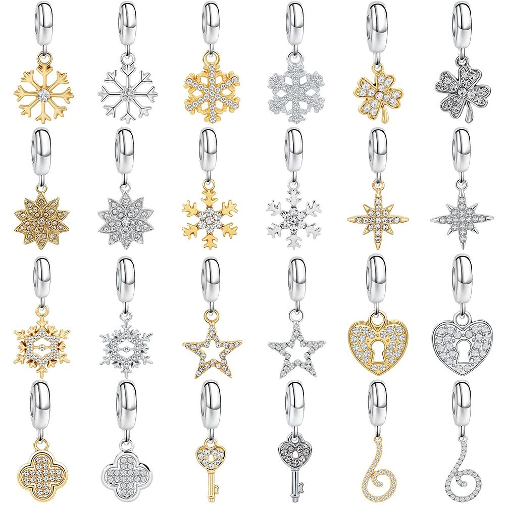 

Новый кулон-шарм из стерлингового серебра 925 пробы в форме снежинки, подходит для оригинальных женских браслетов, аксессуаров для рукоделия, ювелирных украшений, подарков