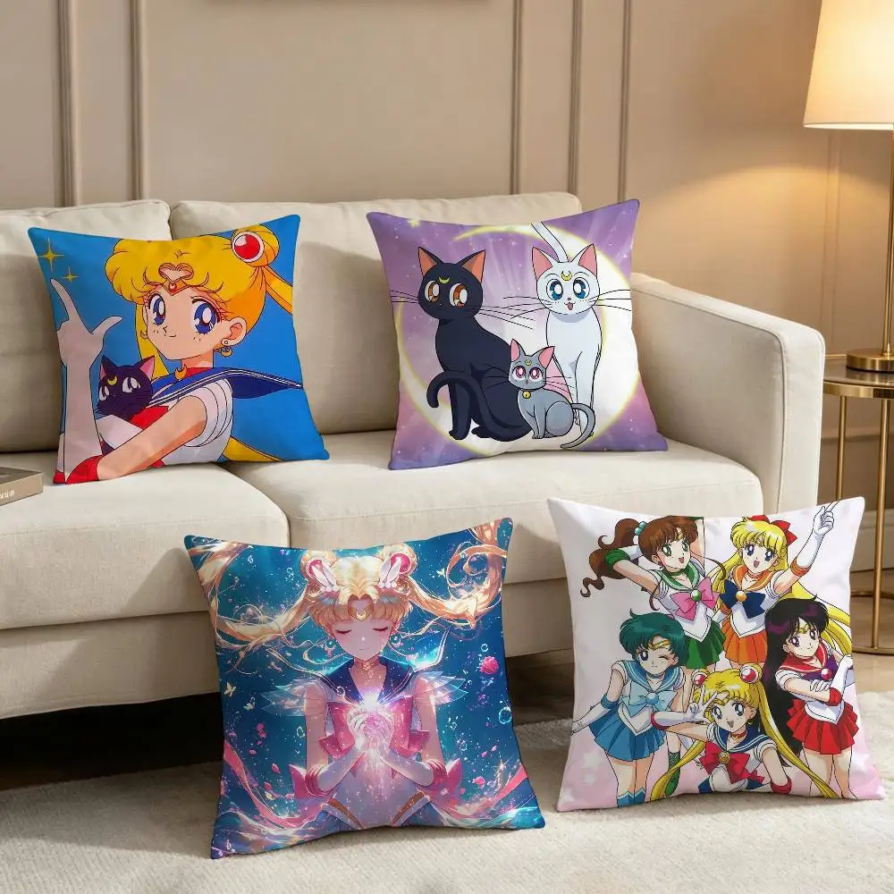 Cute For ailors M-Moon Comfortable soft Pillow Case for Sofa Living Room Home Decor Protective Covers