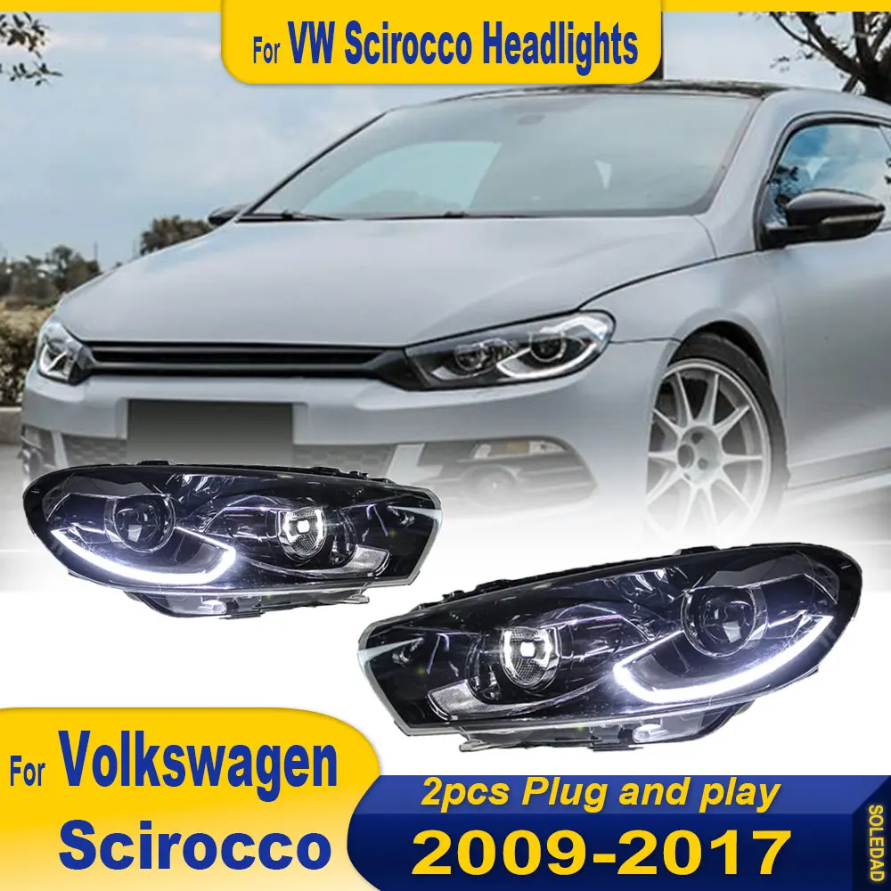 Car Headlights For VW Scirocco 2009-2017 high style LED Auto Headlamp Assembly Upgrade High Configure Projector Lens Accessories