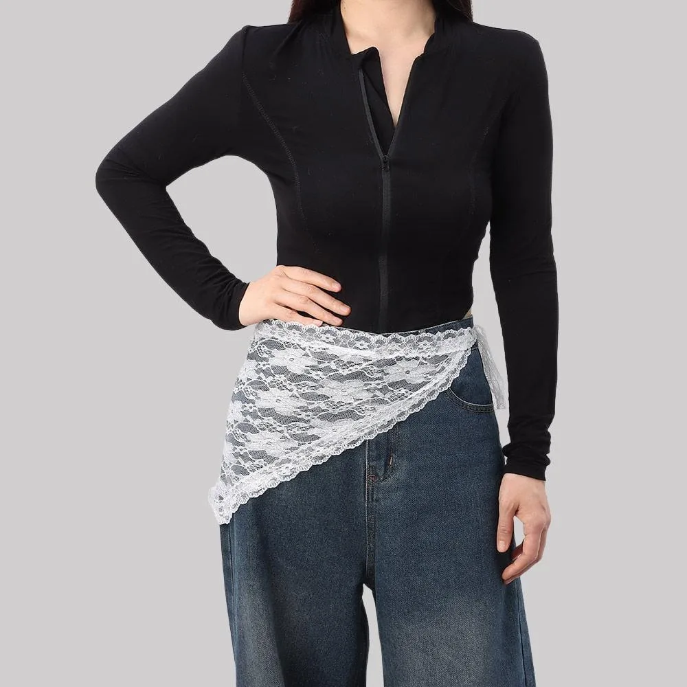 Fashion Lace-up Lace Mini Skirt Slim Fit Pretty Apron Wrap Skirt Harajuku Y2K Fart Curtain for Women