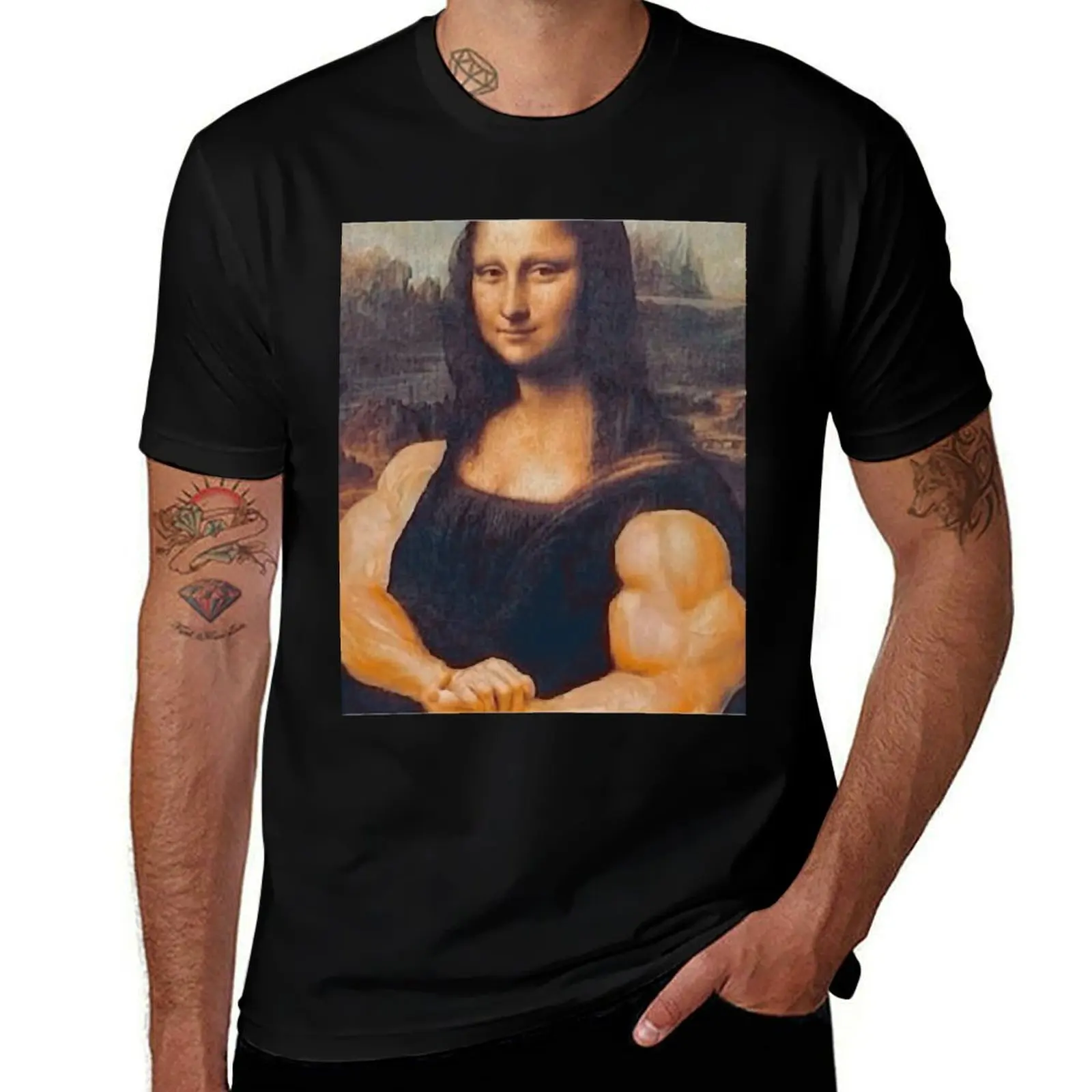 The Mona Lisa with muscles Classic T Shirt T-Shirt Long Lasting Casual T-Shirt
