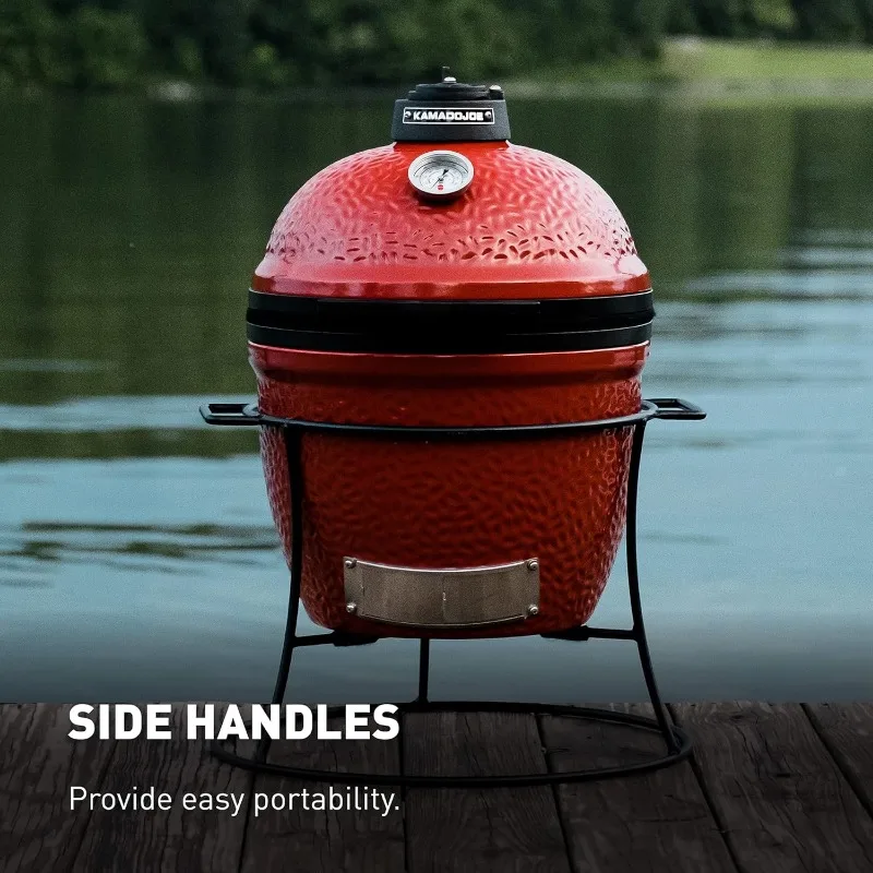 

Joe Jr 13.5-inch Portable Ceramic Charcoal Grill with Grill Stand, Stainless Steel Cooking Grate