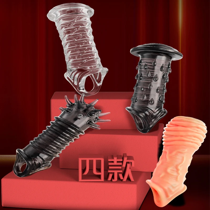 Reusable Soft Thick Spikes Penis Extender Condom Cock Sleeve Ring On Penis Condoms Enlargement Sex Toys For Men Erotic Sex Shop