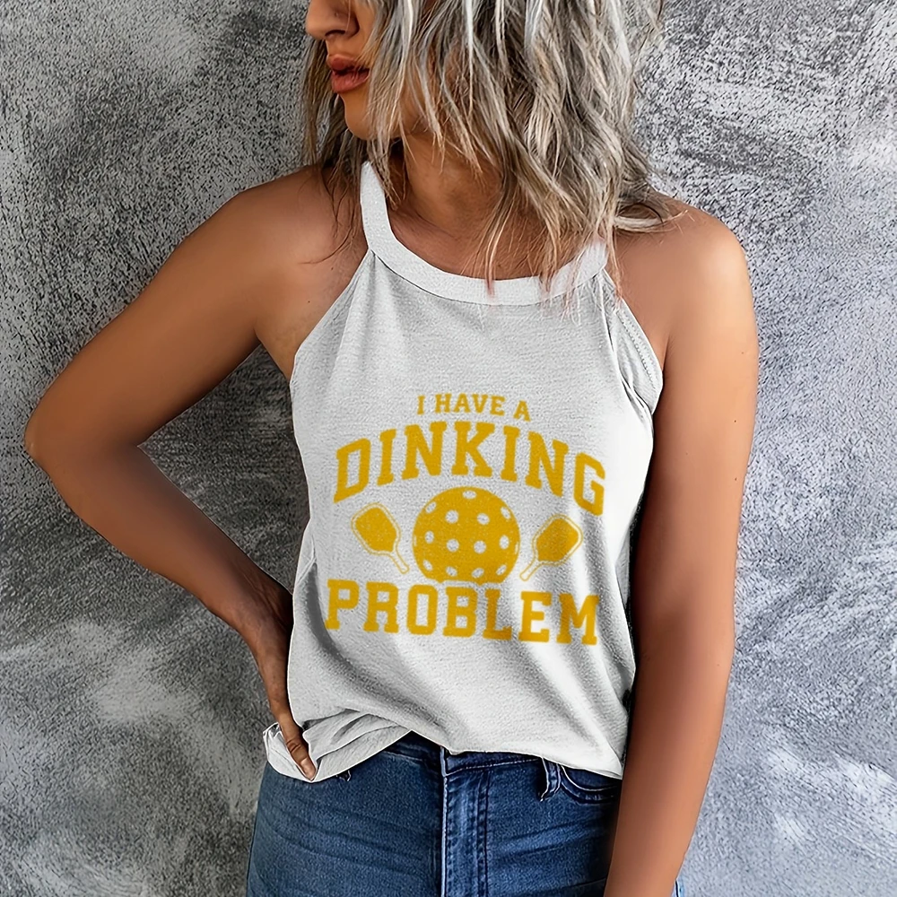 

Pickleball Dinking Problem Women's Solid Color Versatile Vest,Round Neck Vest,Trendy Tank Tops,Summer Tank Top,Work Out Tank Top