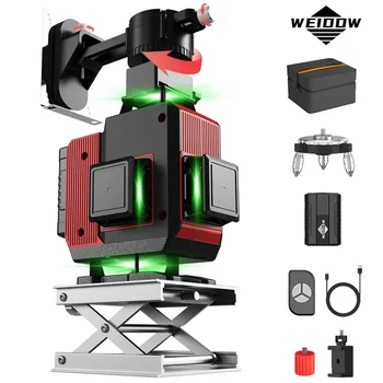 WEIDDW 12 lines 3D professional laser level green lines horizontal vertical 360 laser level leveling laser with Recharger battery laser tool