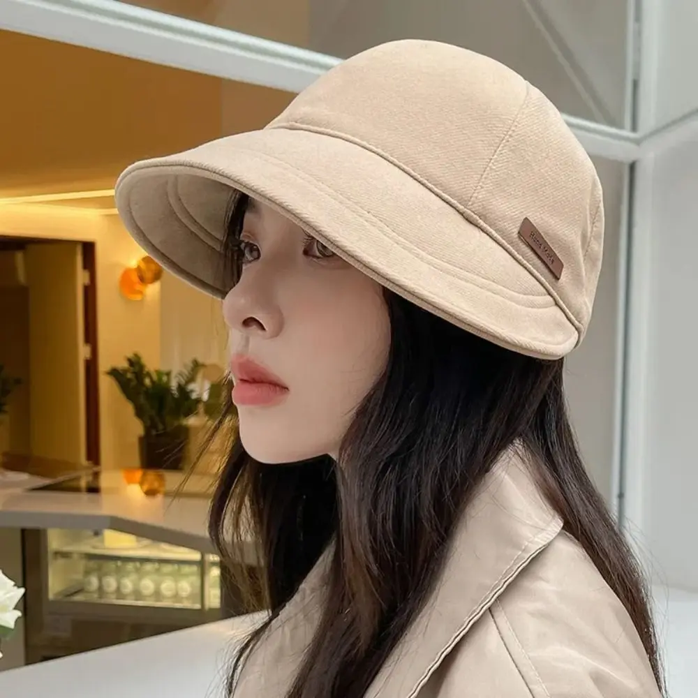 

Korean Style Wide Brim Bucket Caps Sunscreen UV Adjustable Beach Fisherman Hat Travel Foldable Women Summer Hats