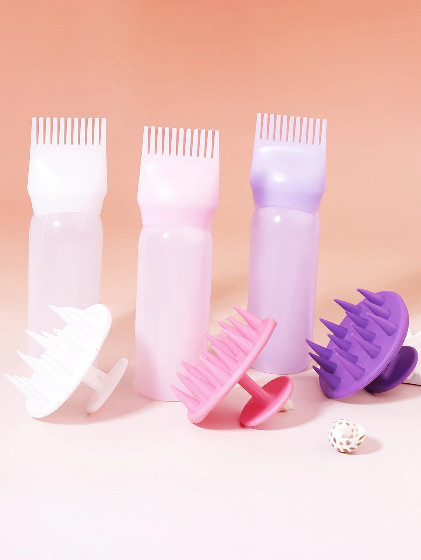 

2 pieces/set of silicone scalp massage shampoo brushes capacity plastic perforated shampoo bottles Special for real hair wigs