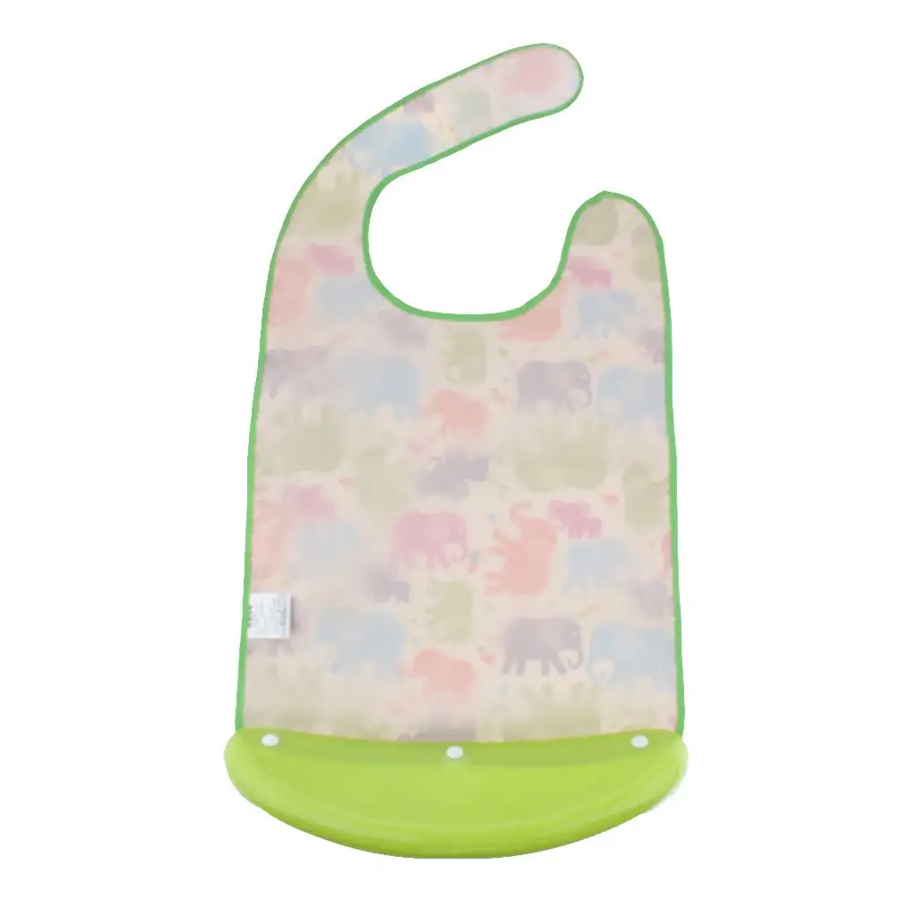 Elderly Adult Bib Large Waterproof Anti Oil Stain Apron with Crumb Catcher Easy Clean Clothing Guard for Caregiving