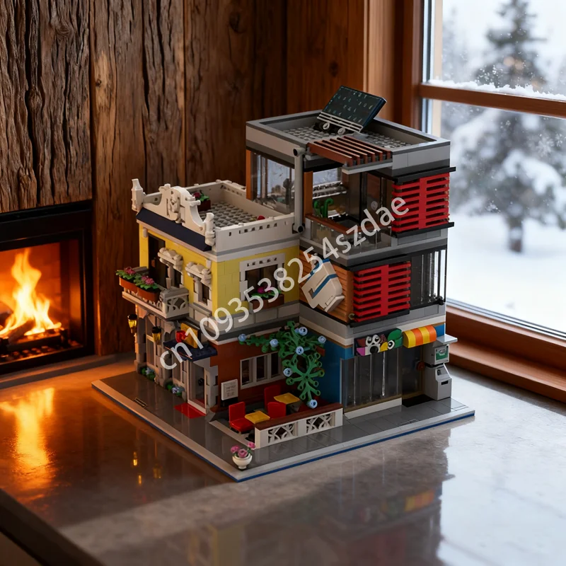 

1857pcs MOC Town House Pet Shop Caf Modulared Model Building Blocks Assemble Education Christmas Gifts Brick Toys Kids Birthday