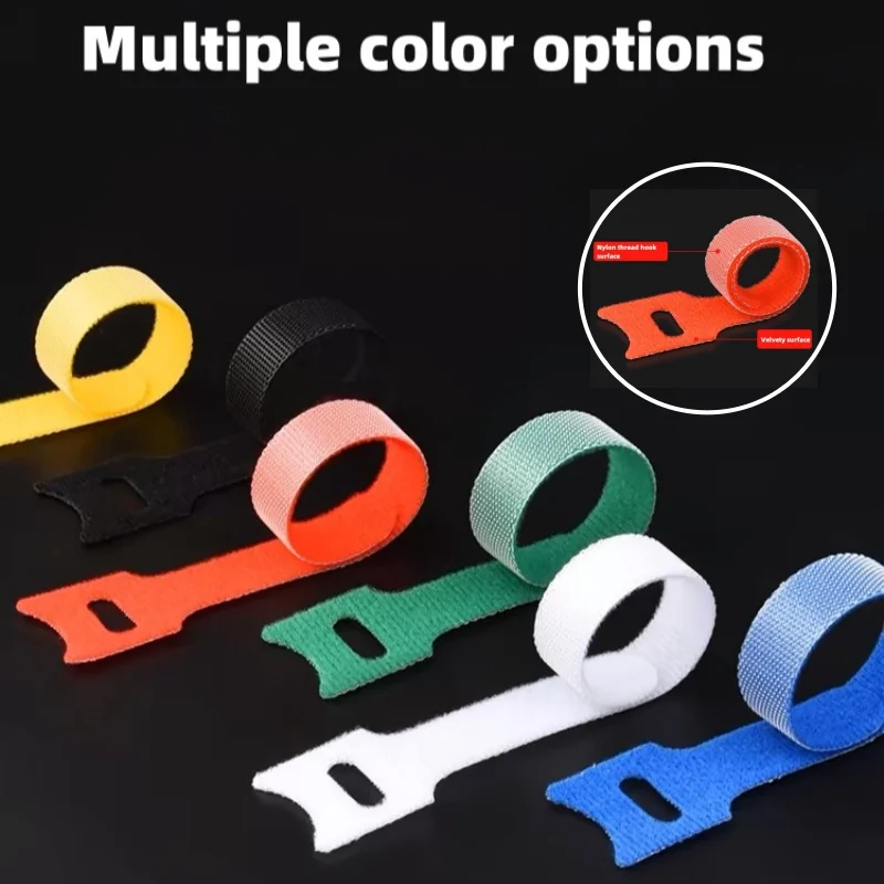 Hook-and-loop Fastener Self-adhesive 15cm Can Be Reused Nylon T-hook Ring Buckle Fixing Tape for Cable Management Tape DIY