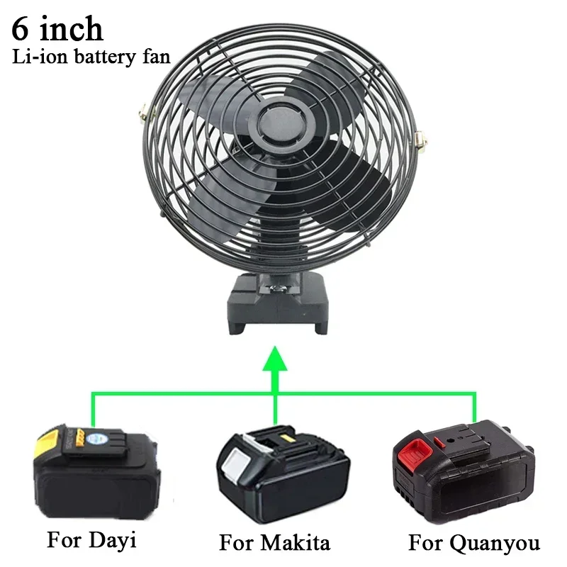 

Power Tool Parts 6 Inch Floor Electric Fan Outdoor Camping Desktop Fan For Makita For Dayi A3 For Quanyou 18V 20V Li-ion Battery