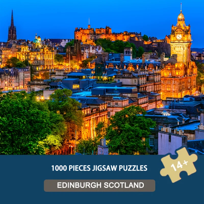 1000 Teile 70 x 50 cm großes Schottland-Puzzle von Edinburgh – historische Stadtbildkunst für Erwachsene, Heimwanddekoration und Reisegeschenk