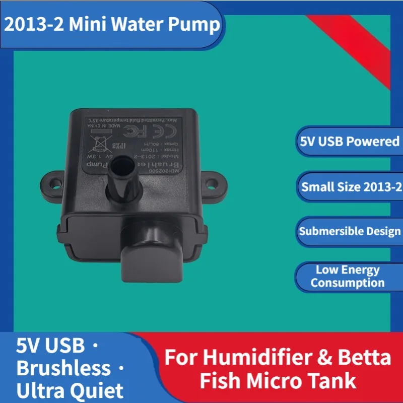 2013-2 Mini Water Pump 5V - Brushless Quiet Submersible Pump for Humidifier Betta Fish Micro Tank