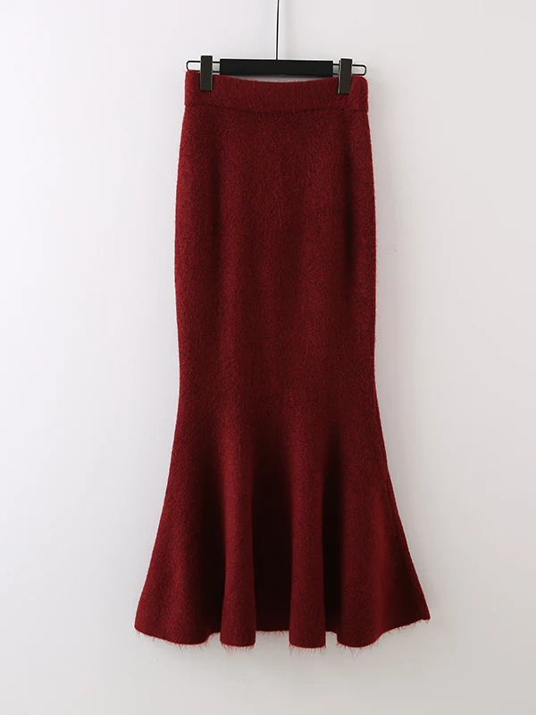 

Трикотажная юбка с высокой талией и кружевной отделкой, облегающая, с дизайном «рыбий хвост», теплые нейлоновые колготки, подходят для повседневной носки и поездок на работу