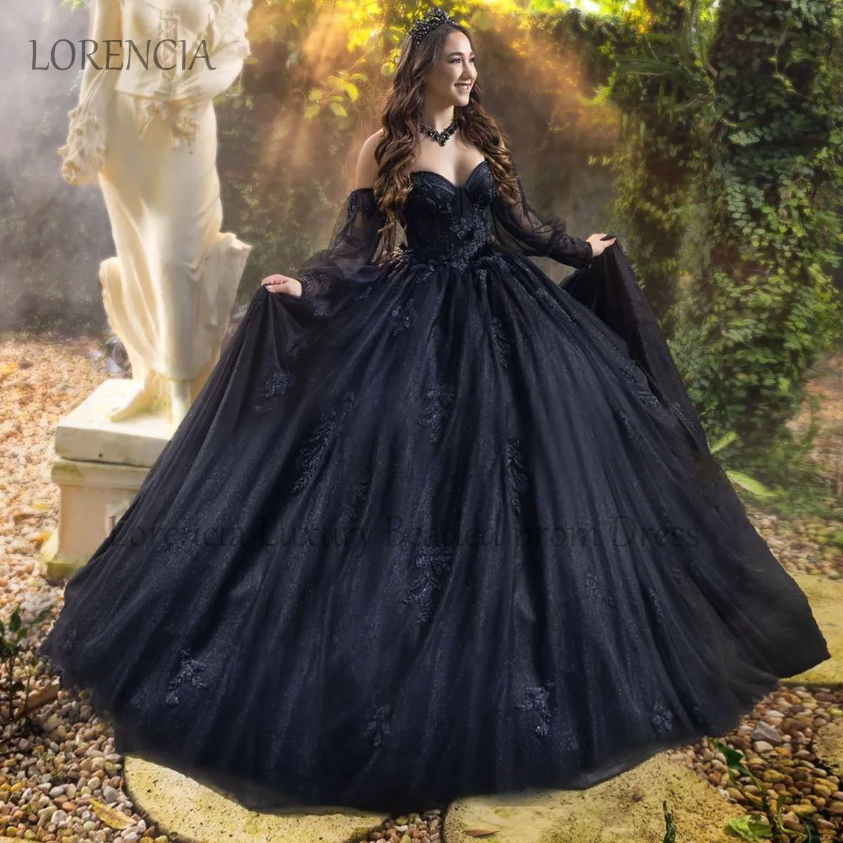 Mexico Exquisite Black Quinceanera Dress Sweet 16 15 Ball Gow Ball Gown 3D Flowers 2024 Applique Beading Vestidos De XV Anos