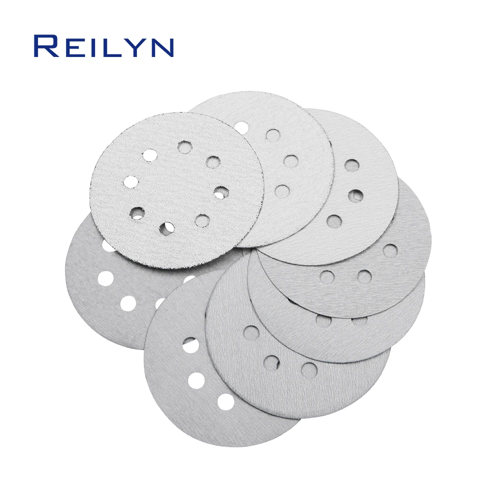 10pcs 5 inch 125mm Sandpaper 8 Hole Polishing Pad Flocking Abrasive Grinding Wheels Angle Grinder Polishing Disc