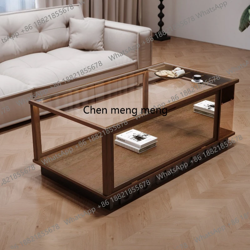 

Suitable for street view series building block dust display box household storage living room solid wood coffee table