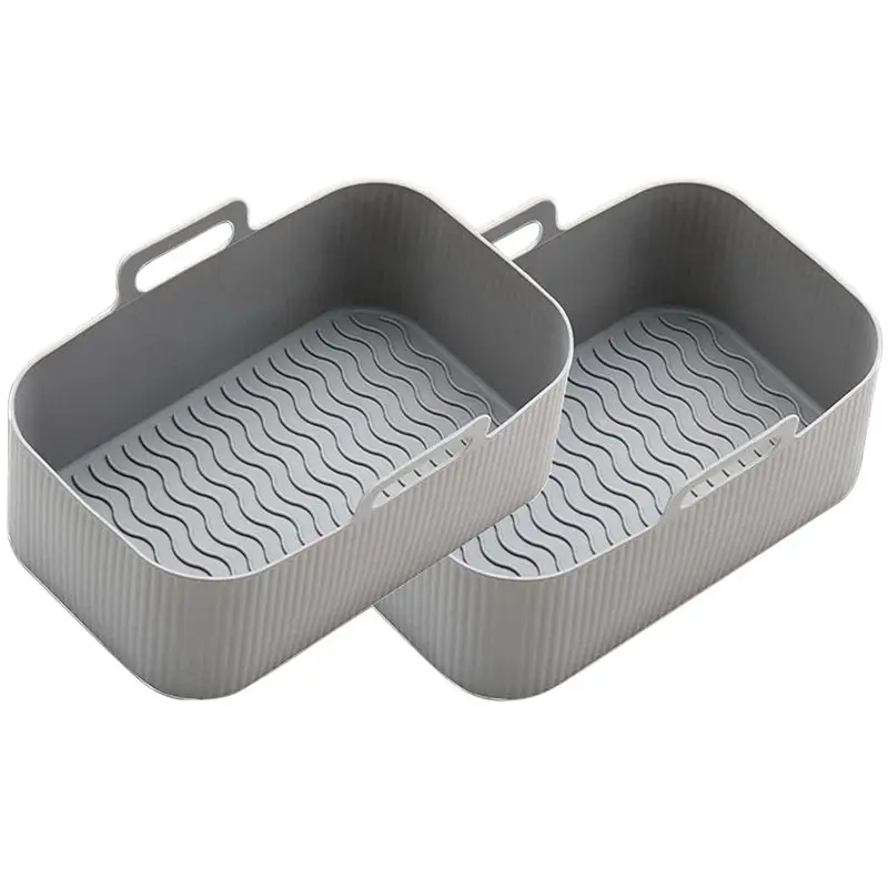A04G-Air Fryer Liners For Ninja Air Fryer Dual, Reusable Air Fryer Silicone Liner For Ninja Air Fryer Accessories ,Grey