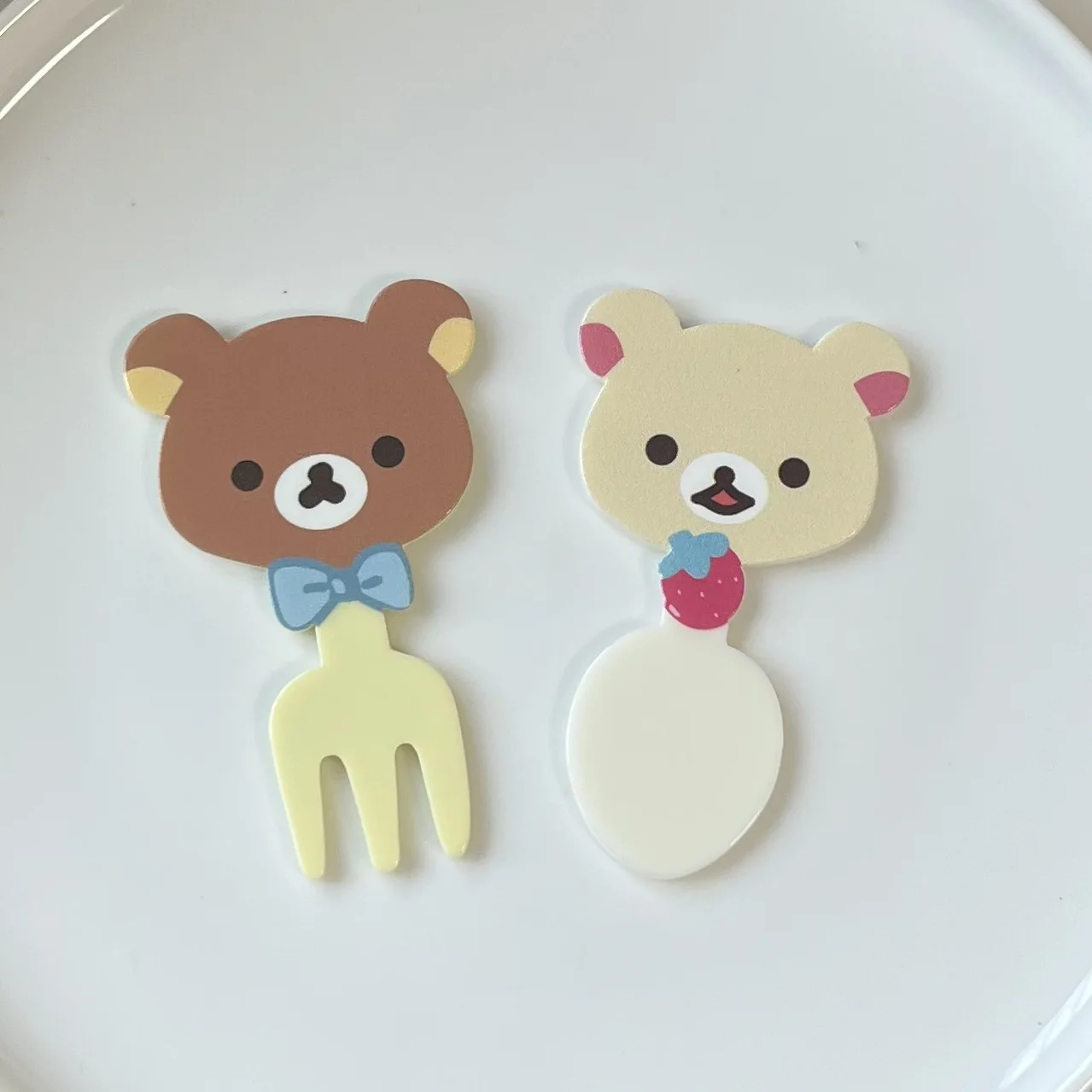 2pcs miniso cute bear series cartoon acrylic flatback cabochons diy crafts materials jewelry making charms