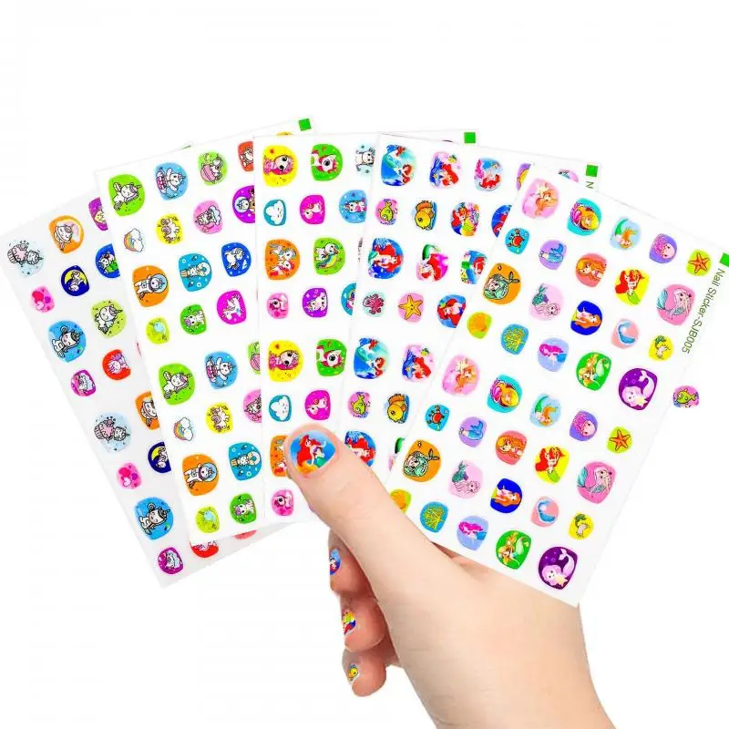 3D nail sticker Kids nail art sticker cartoon rainbow horse mermaid princess cute decoration waterproof back glue