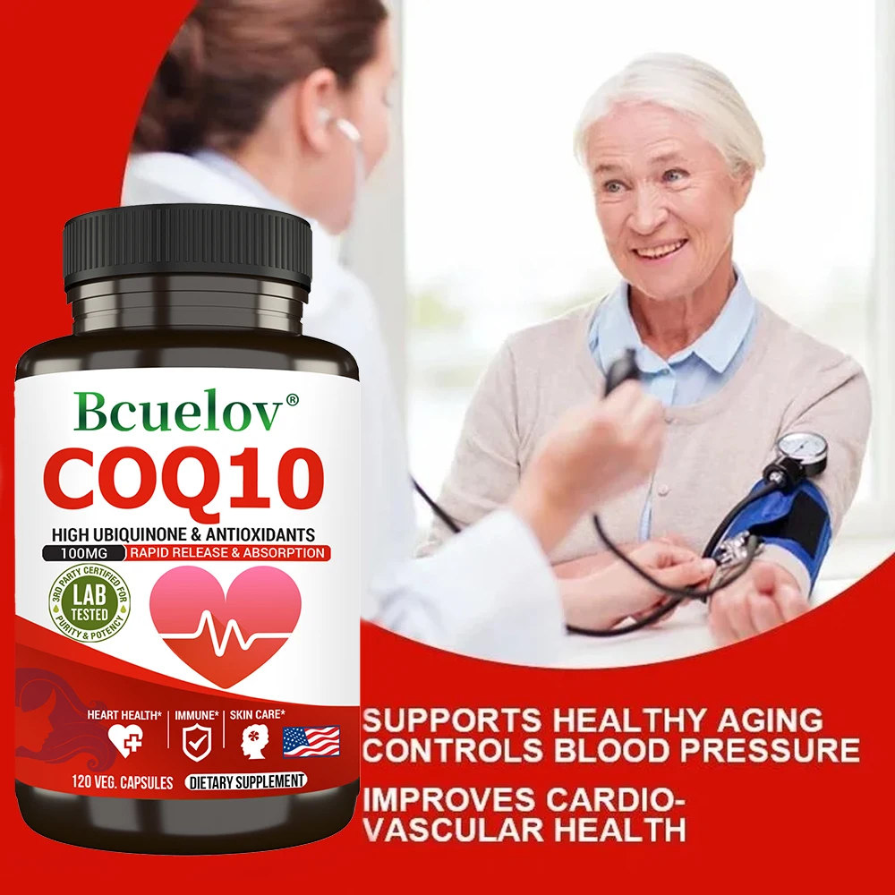 مكمل CoQ10 Coenzyme Q10 100mg - سريع الإصدار وامتصاص سريع - مضاد للأكسدة لطاقة القلب المناعي (120 كبسولة)