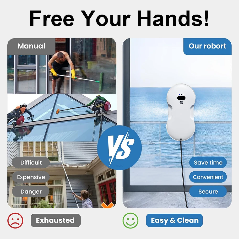 Window Cleaner Robot Intelligent Window Washer Robot Electric Glass Cleaning Vacuum Cleaner for Washing Windows Remote Control