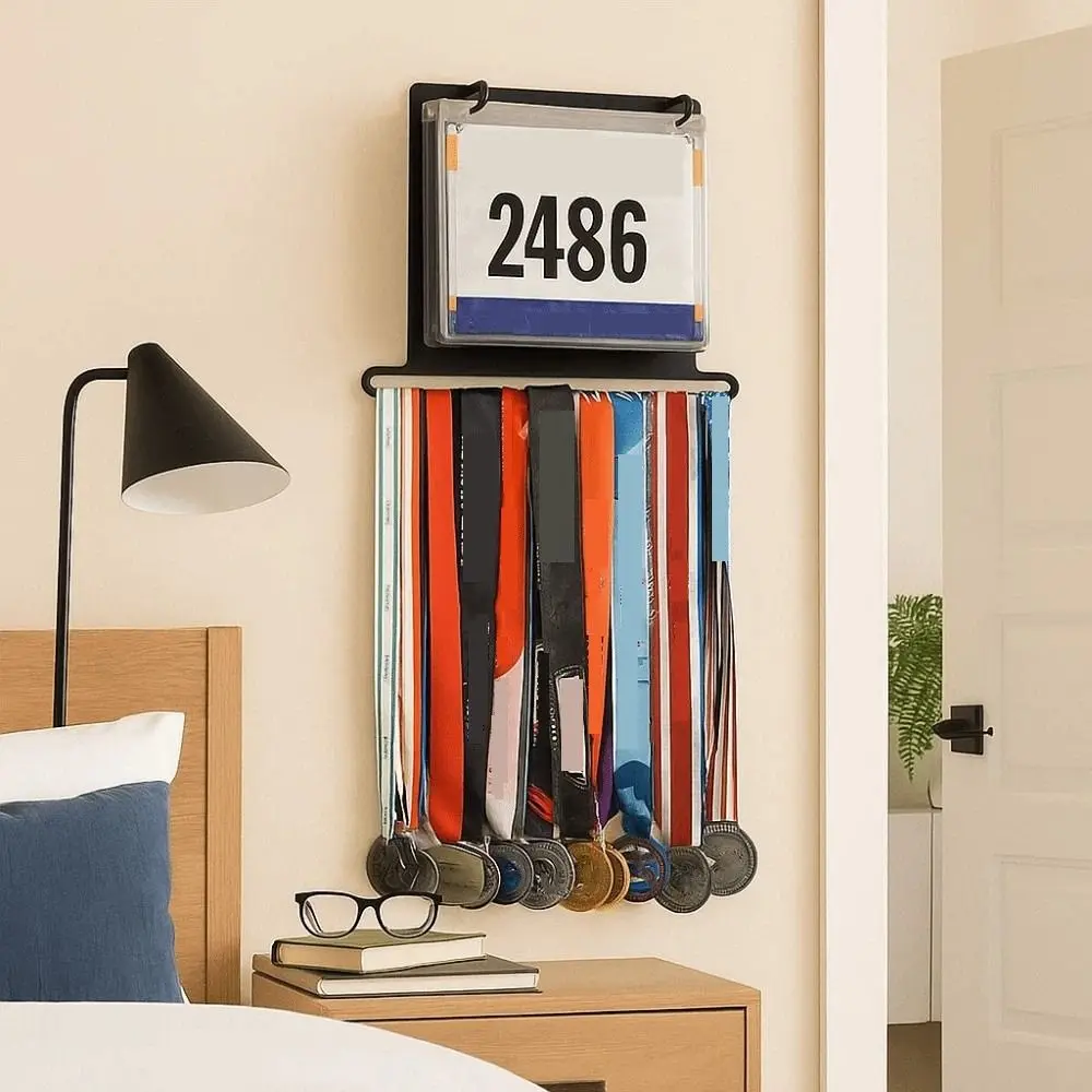 

Железная настенная вешалка для медалей, декоративная с сумками из ПВХ, стеллаж для спортивных медалей, подвесной держатель для медалей в американском стиле
