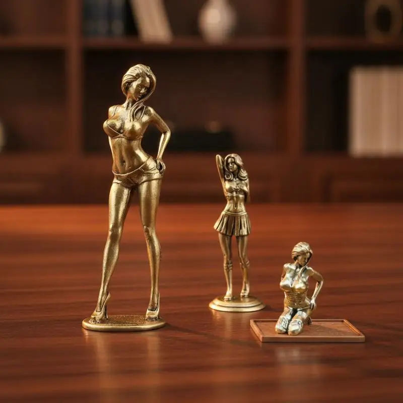 Alloy Finish Feminine Statue Exquisite Handcraft Retro Aesthetic For Home Office Shelf Decor Art Collection Gift