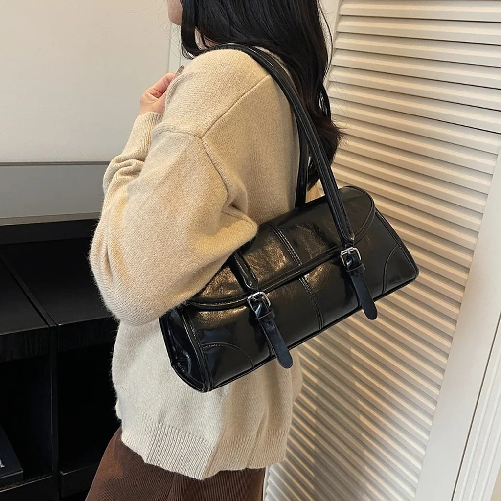 Underarm Handbag Pu Leather Women'S Shoulder Handbag Horizontal Rectangle Bag Women'S Flap Shoulder Bag For Shoulder Carry