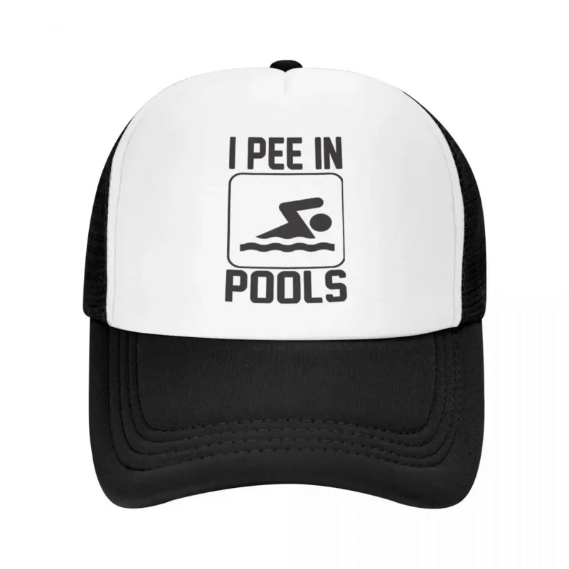 Y2K Classic Funny Swimming I Pee In Pools Trucker Hat For Men Women Adjustable Unisex Baseball Cap Hip Hop Snapback Caps