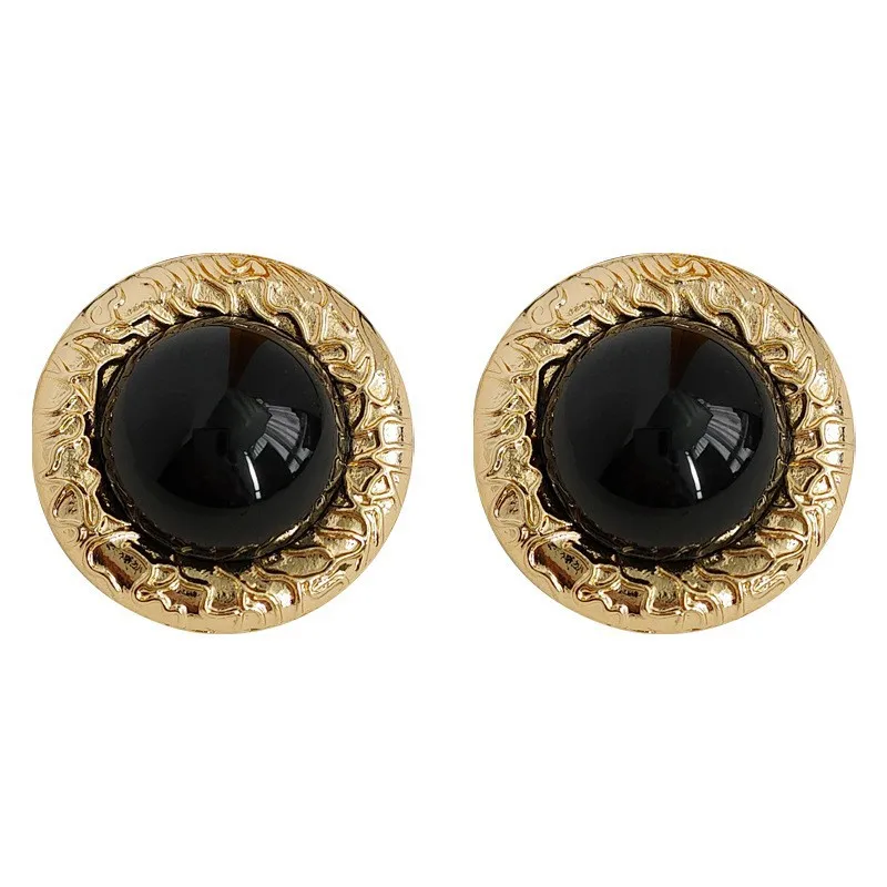 Vintage Black Stud Earrings, Chic and Stylish Retro Round Earings for Women, Minimalist Jewelry for Autumn and Winter