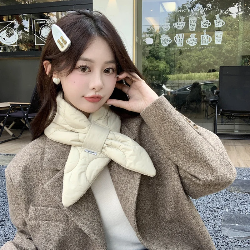 

Уютный теплый шарф-воротник для женщин в стиле SimpleOLCommuting, милый зимний аксессуар, двусторонний шарф-воротник для ленивых, с маленькими ушками.