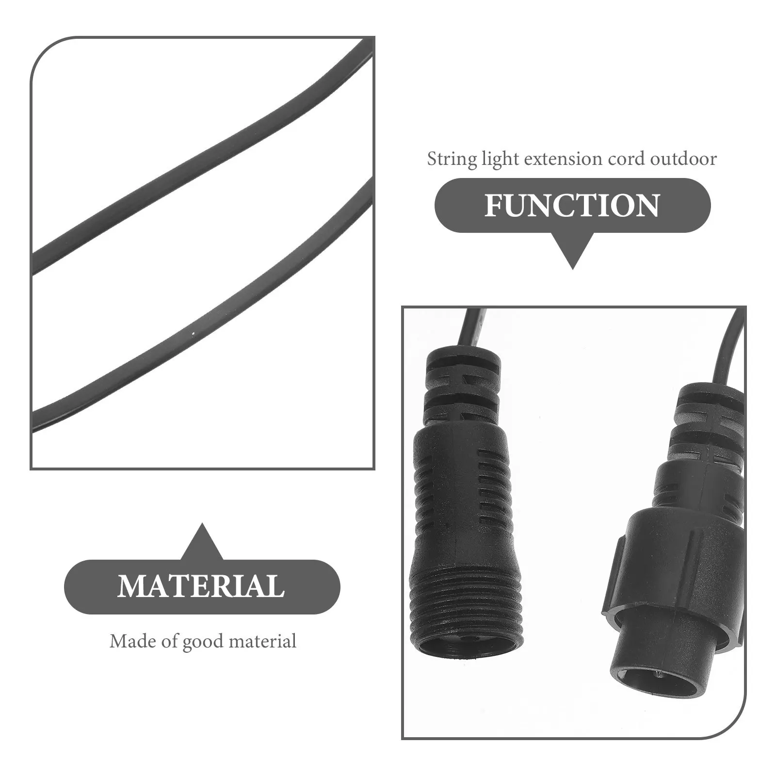 Weatherproof 2 Pin String Light Extension Cord Outdoor Waterproof Power Cable for Various Locations 2 Pin Extension Cable