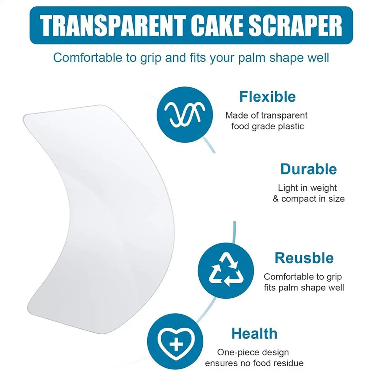 A44U 80PCS Plastic Transparent Soft Scraper Cake Cream Scraping Plate Baking Round Edge Cutter Elastic Baking Scraper